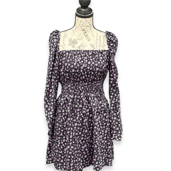 Divided Dresses & Skirts - ✨ H&M Divided Purple Floral Smocked Waist Mini Dress - Medium ✨